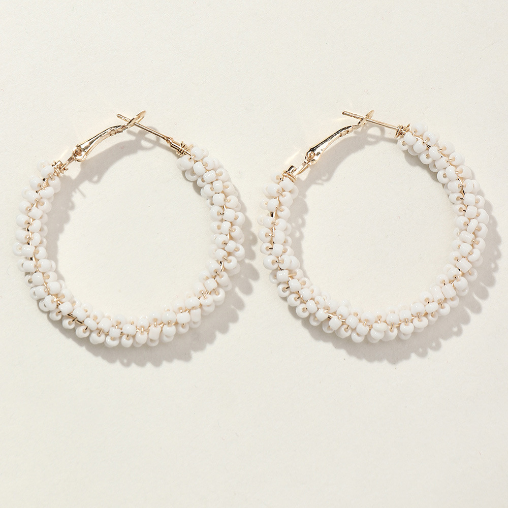 Nihaojewelry Style Ethnique Couleur Riz Perle Boucles D&#39;oreilles En Forme De C Bijoux En Gros display picture 6