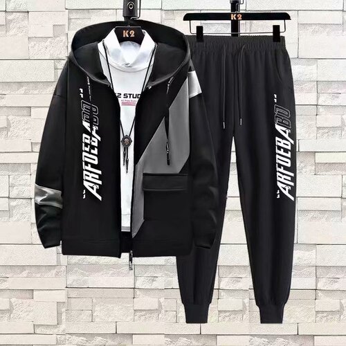 Men's Spring and Autumn Sweat Suit Set, Korean Style Trendy Two-Piece Set for Stylish Youth Casual Sports