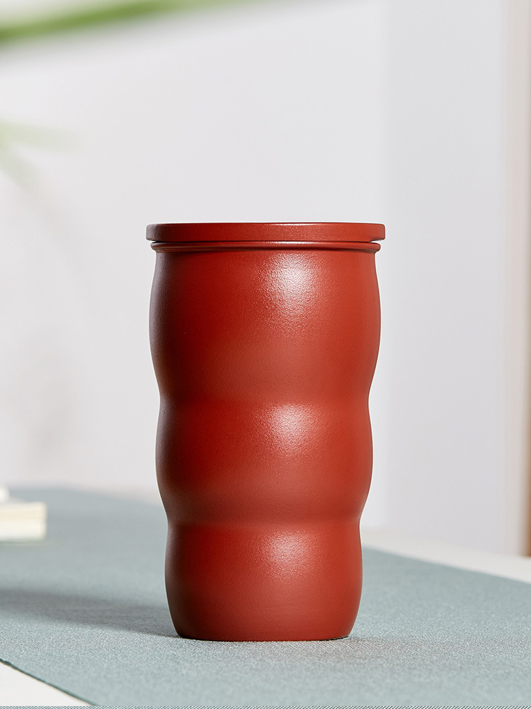 BB4C wholesale Yixing double-layer insulated purple sand cup men's tea cup boss office cover cup large capacity pottery