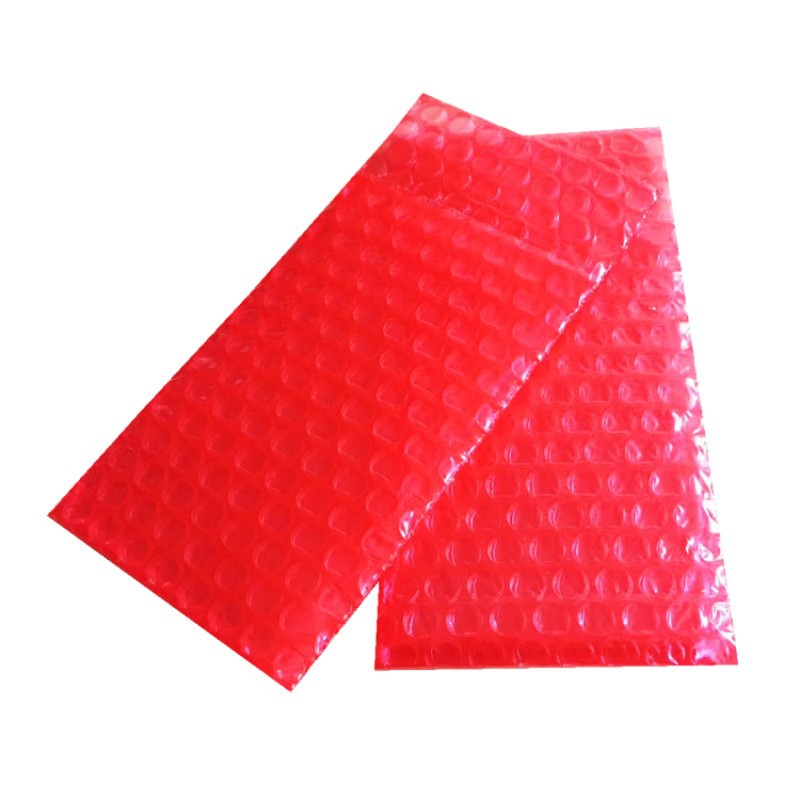 深圳厂家快递包装袋 透明泡泡袋 长条形红色防静电打包气泡袋