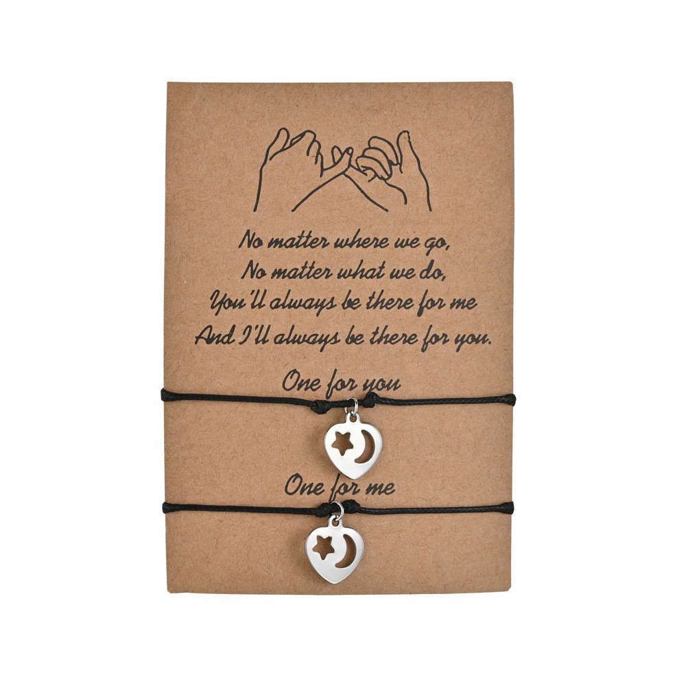Elegant Streetwear Star Moon Heart Shape Alloy Rope Plating Valentine's Day Unisex Drawstring Bracelets display picture 4