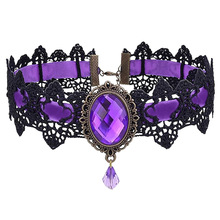 欧美跨境热销项饰哥特式复古朋克choker蕾丝项链编织颈链锁骨链女