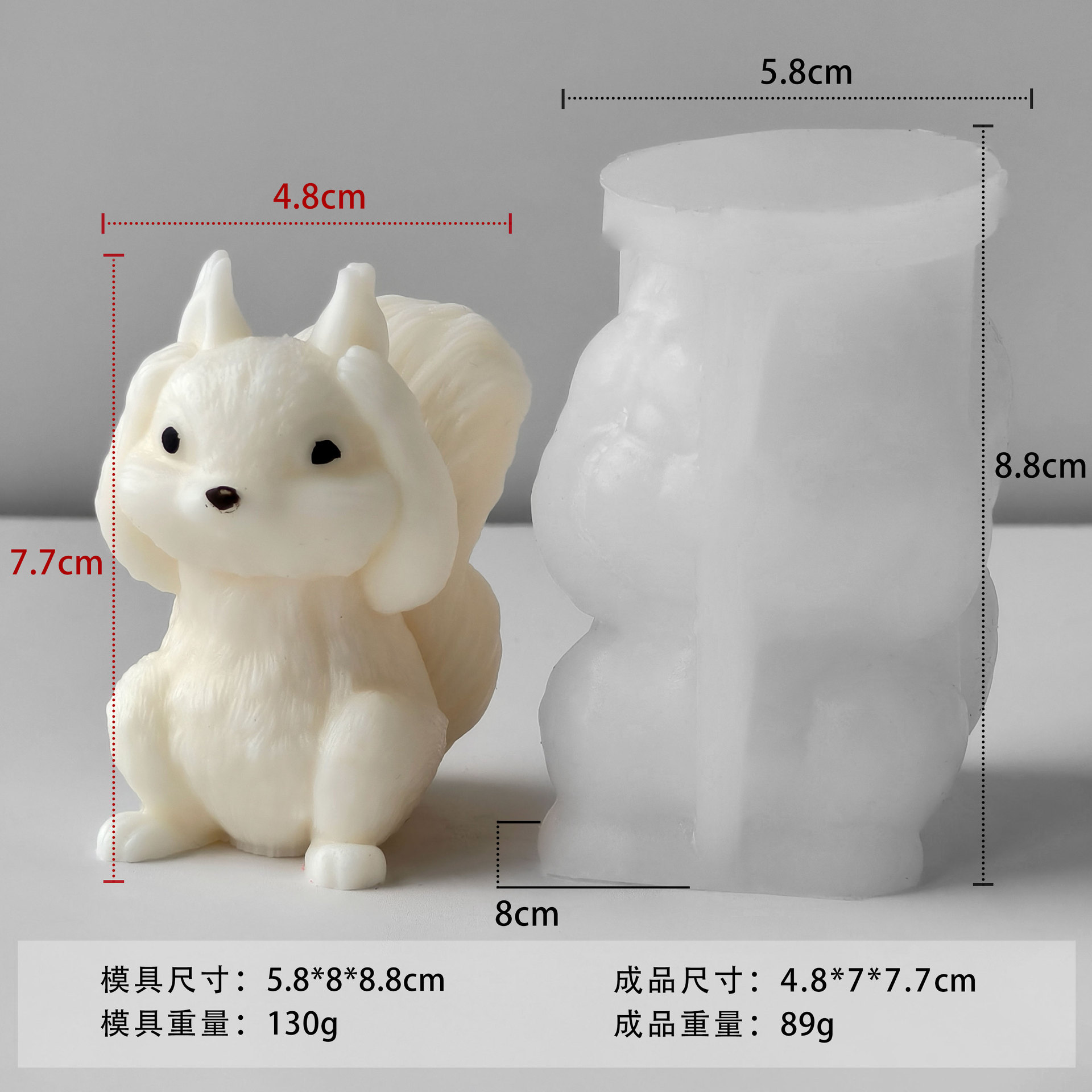 Jiahuimei Ardilla Aromaterapia Plato de yeso Molde de silicona Cubrirse la boca Cubrirse los oídos Cubrirse los ojos Diy Animal Ardilla Abrasivo