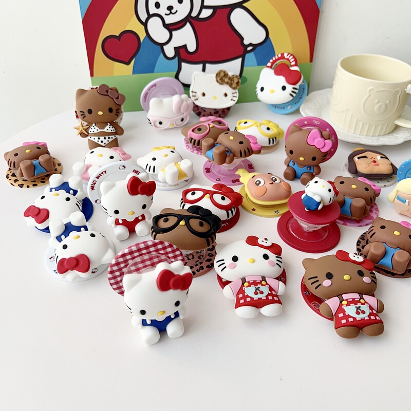 Cute Cartoon Silicone Kitty Cat Suitable for Magsafe Magnetic Holder with Strong Adsorption and Retractable Desktop Airbag