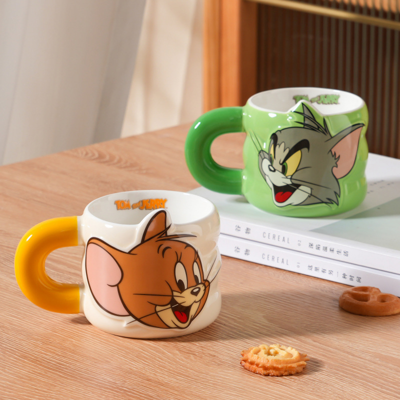 Gato y ratón de dibujos animados copas de agua caseras cumpleaños auténticas autorizadas acompañantes regalo de dibujos animados tazas de cerámica