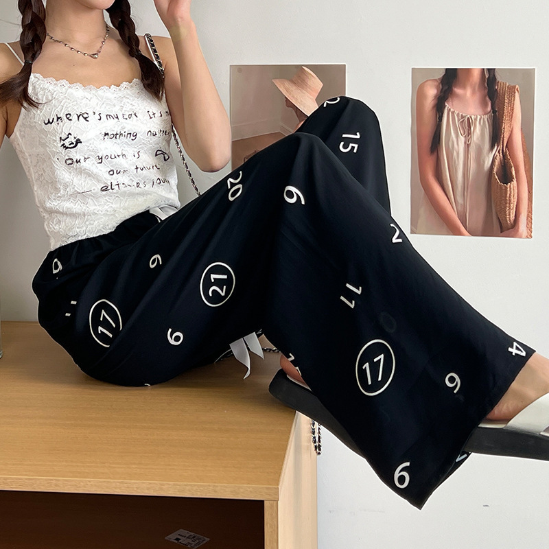 Pantalones anchos de algodón y seda para mujer, pantalones casuales de rayón, suaves y cómodos con efecto drapeado, pantalones de dormir para mujer.