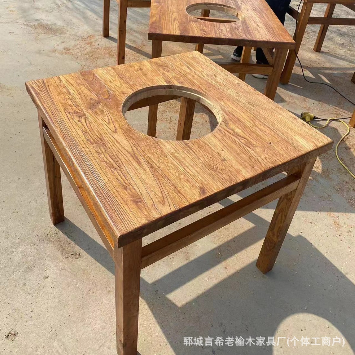 Customized Hot Pot Restaurant Commercial Hot Pot Table Indoor Barbecue Table Square Stove Tea Table Northeast Iron Pot Stew Table
