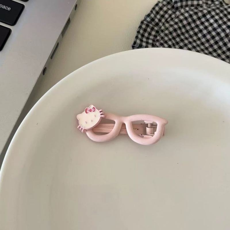 眼镜kitty发夹少女心时尚卡通刘海夹百搭发卡可爱发饰碎发鸭嘴夹|undefined