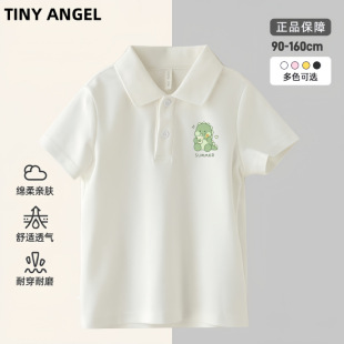 Popular Versatile Kidsren's Cartoon Printed Lapel T-Shirt Summer Korean Style New Breathable Polo Shirt Boys and Girls Class Uniform