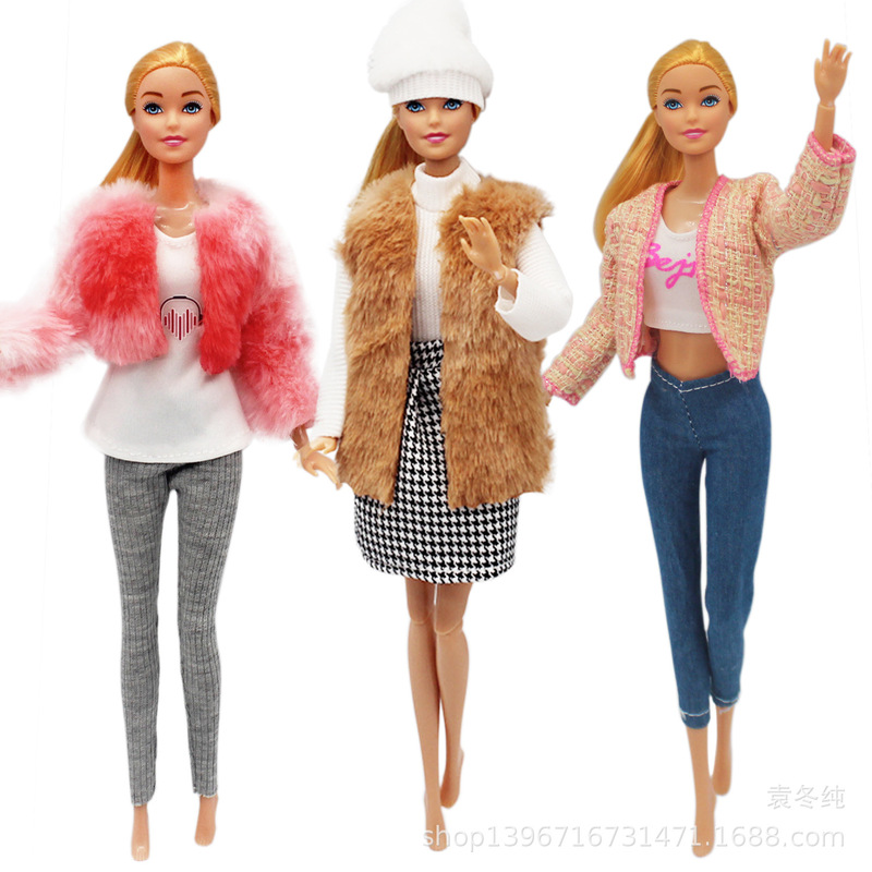 25 Optional Wholesale 30cm Barbie Doll Clothes Sweater Outwear Hat Set Export Fashion Skirt Free Shipping
