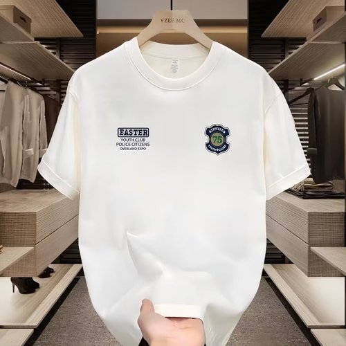 Heavyweight pure cotton short-sleeve T-shirt casual trend unisex summer Insta white versatile round neck top trendy unisex half-sleeve shirt