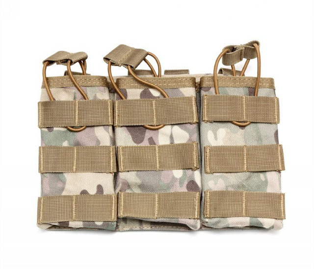 Bolsa Táctica Triple para Cargadores, Estilo Militar, para Actividades al Aire Libre, con Sistema MOLLE, Camuflaje