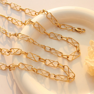 法式复古ins风几何形状项链女小众设计项链钛钢女生饰品P244-E315|ru