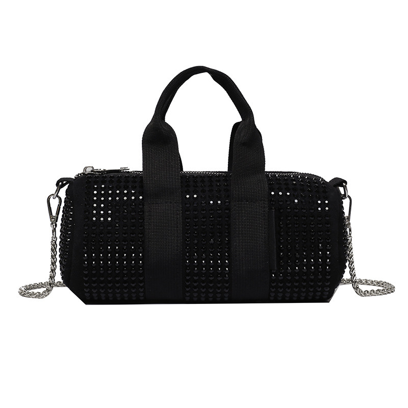 Borsa baguette brillante con strass per donna, borsa spalla_voghion.com