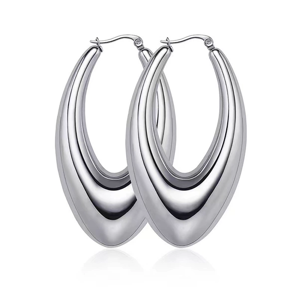 Ellipular pointed eccentric earrings steel color ms-007