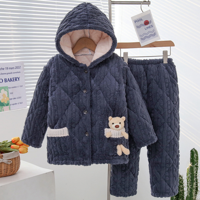 Pyjama chaud en molleton pour enfants filles et garçons_voghion.com