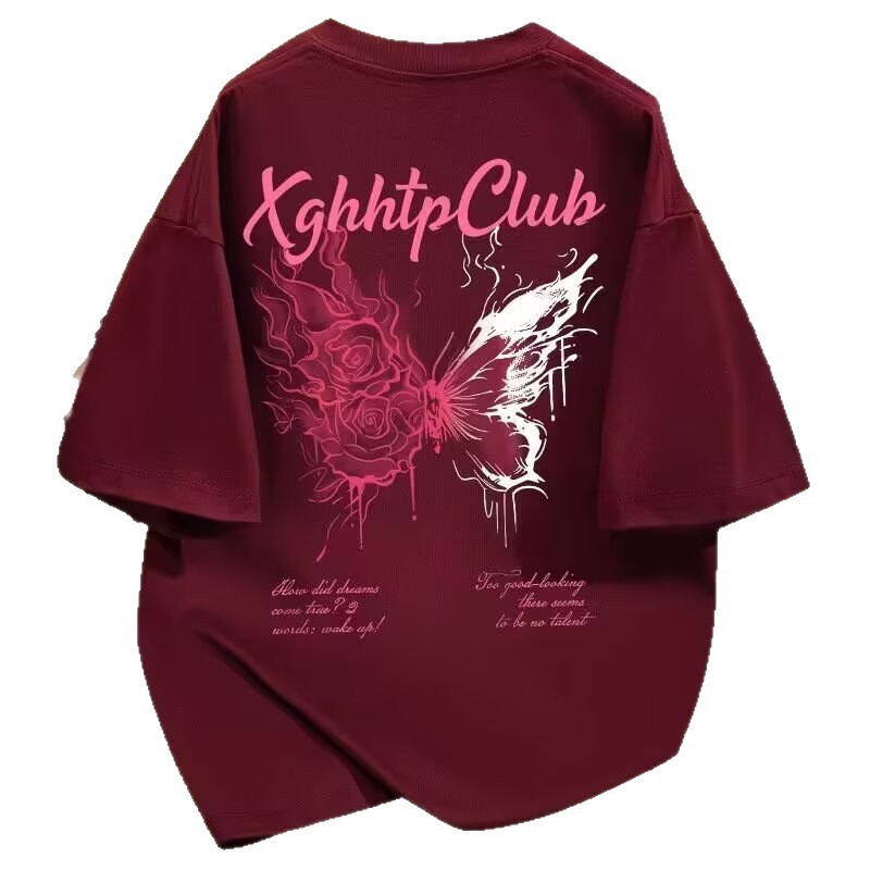 T-shirt unisex con stampa grafica – Maglietta oversize in cotone con motivo a farfalla (uomo e donna, taglie dalla M alla 3XL, vari colori)_voghion.com