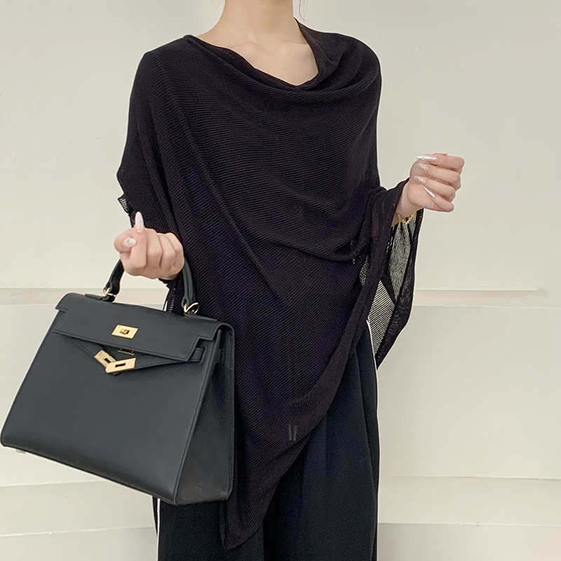 Chal para mujer, verano, nueva capa hueca transpirable de alta gama, diseño irregular, temperamento, suéter superior