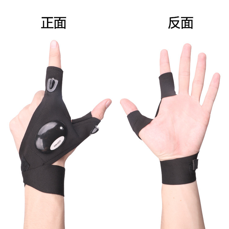 Led懐中電灯発光釣り手袋修理照明指灯冬屋外釣り半指手袋メーカー|undefined