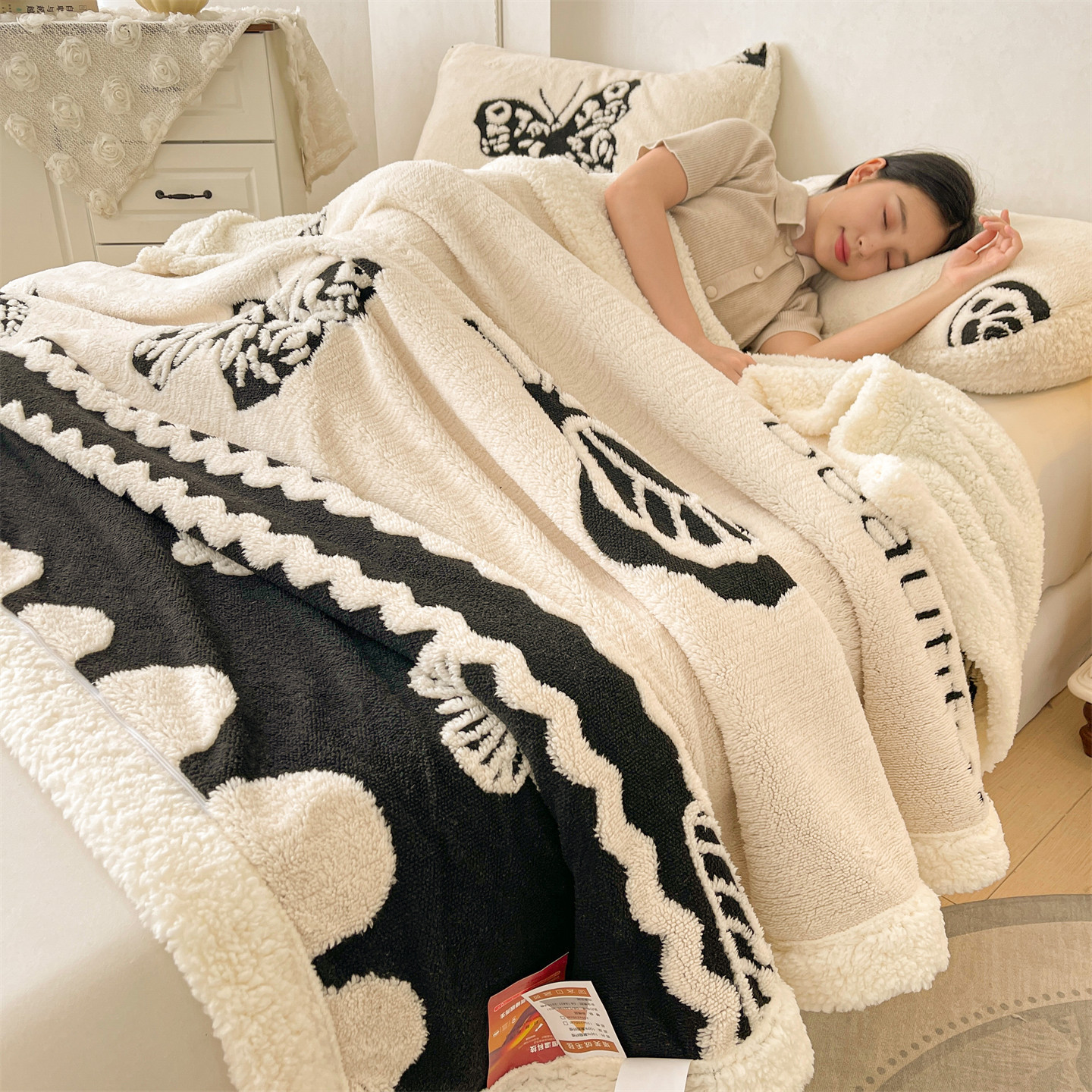 Ta Hibong tallado manta de peluche manta de oficina almuerzo manta de sofá cubierta de doble cara manta de peluche sopa edredón