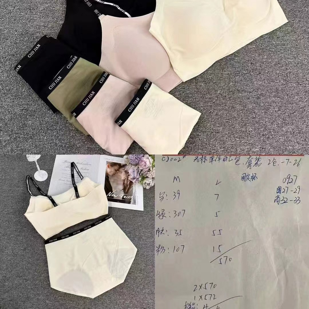 Nueva ropa interior sin marcas para mujeres Pequeño pecho anti-caída delgada sin anillo de acero cómodo bra set