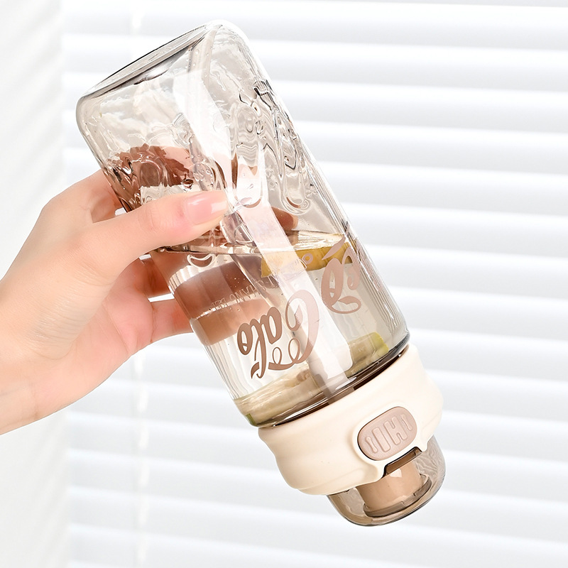 Taza de plástico de doble bebida deportiva, gran capacidad, resistencia a altas temperaturas en verano, bebida para estudiantes, taza de té con tabique de té, fría y caliente disponible