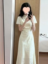 2025年新款改良旗袍连衣裙子夏季新中式国风女装气质收腰杏色长裙