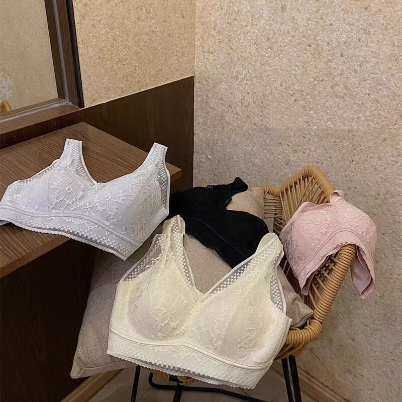 Cross-border Explosions Love 3.0 Lady Deep V Sexy Lace Underwear Breathable and Traceless One-piece Adjustable Bra for Women