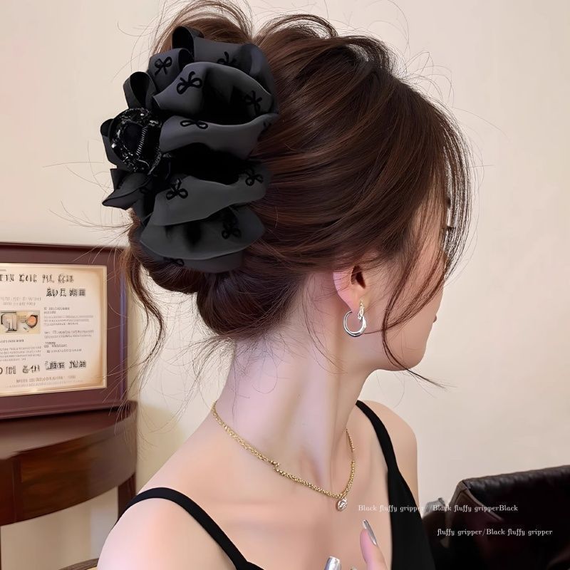 Clip de abrazadera de arco de satén negro detrás de la cabeza grande tiburón clips princesa clip de cabello red tarjeta de cabello rojo adornamiento para el cabello explosivo