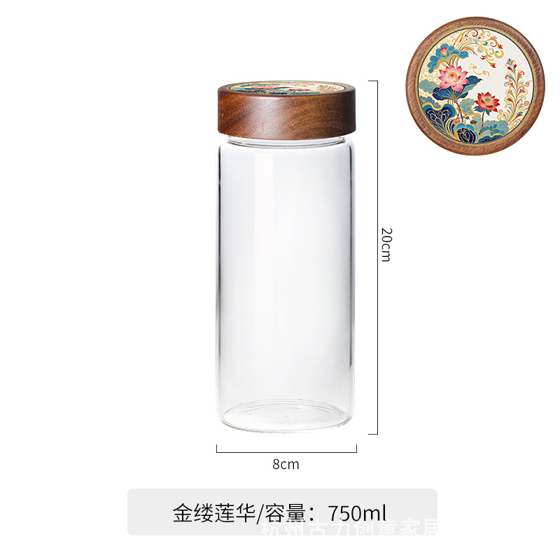 lata de vidrio china, alta borosilicona, lata de sellado de grado alimenticio, lata de almacenamiento de botella de vidrio, lata de almacenamiento de cocina, botella de almacenamiento