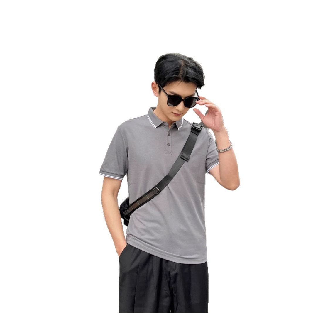 Summer Ice Silk DuPont Sorona Cool Sensación Segunda Clase Cuello Color Solapa Camiseta POLO Manga corta cabello de una pieza