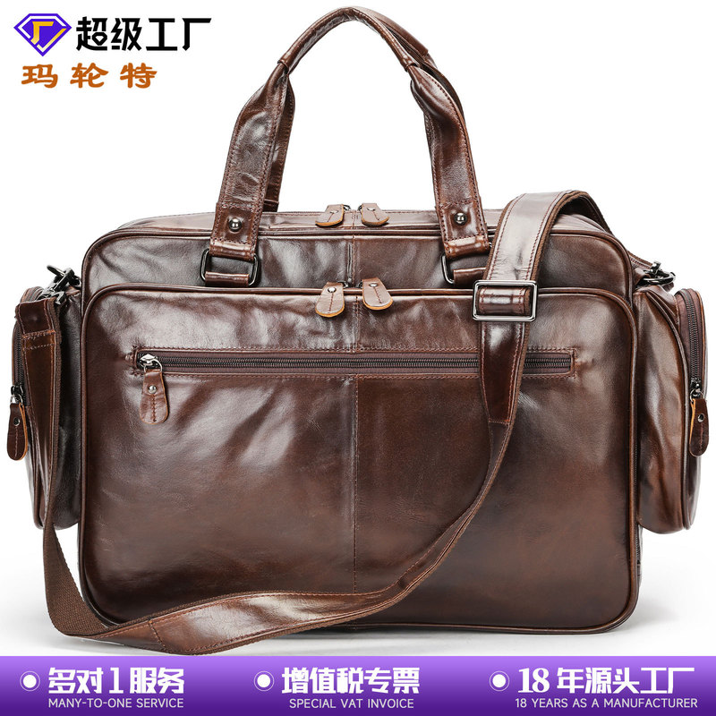 New cross-border wholesale men's business briefcase genuine leather portable fashion first layer cowhide large capacity Business Bag