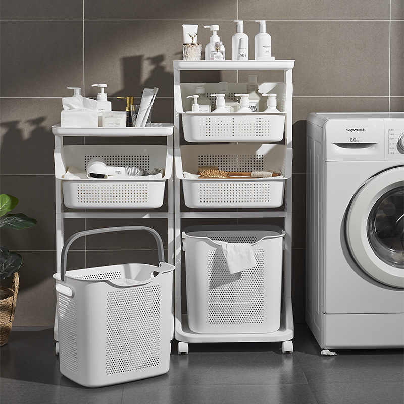 Household Dirty Clothes Storage Basket for Bathroom, Toilet, and Shower, Large Capacity Laundry Basket with Compartments for Organizing Clothes