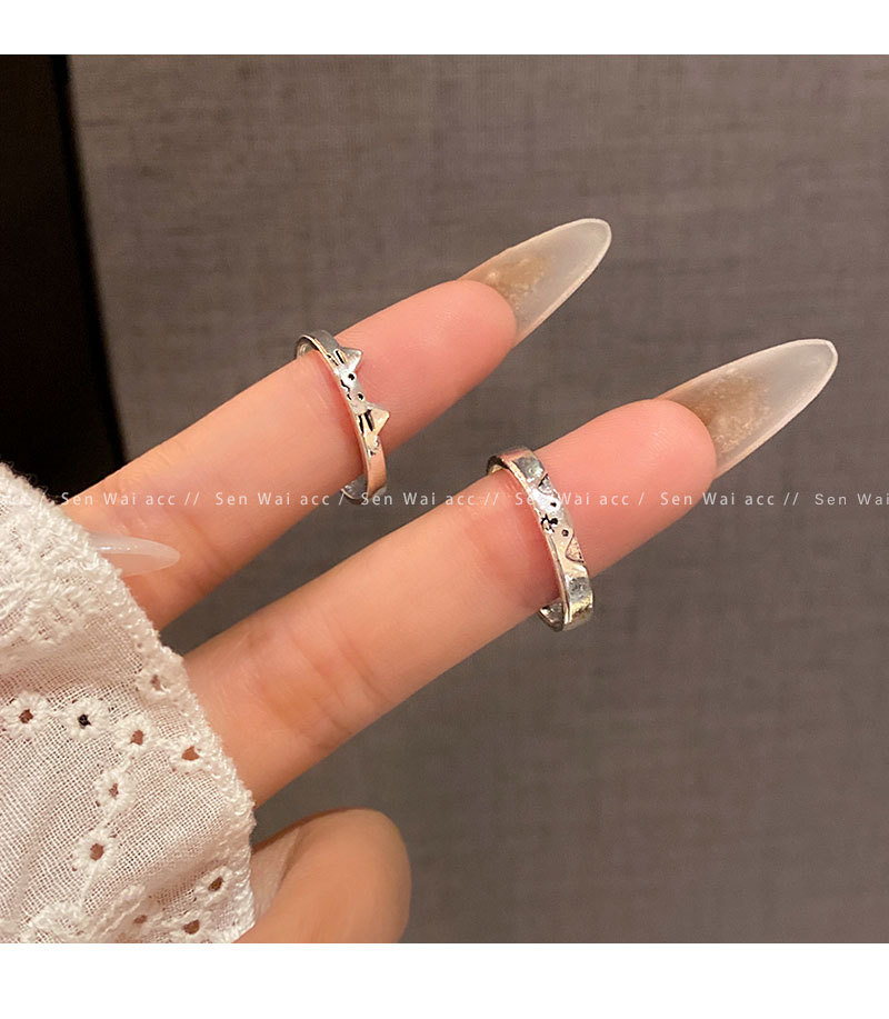 520爆款猫咪和小狗对戒情侣款食指戒设计感小众开口可调戒指批发详情18