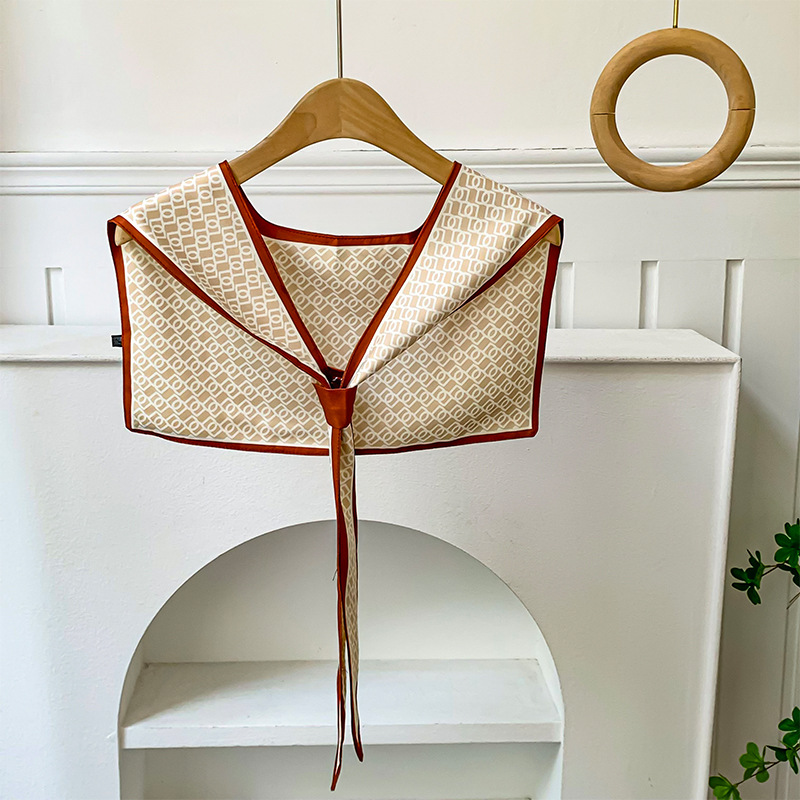 Chal de habitación con aire acondicionado, nueva decoración de cuello falso, bufanda anudada con protector de cuello, chal de seda, chaleco pequeño