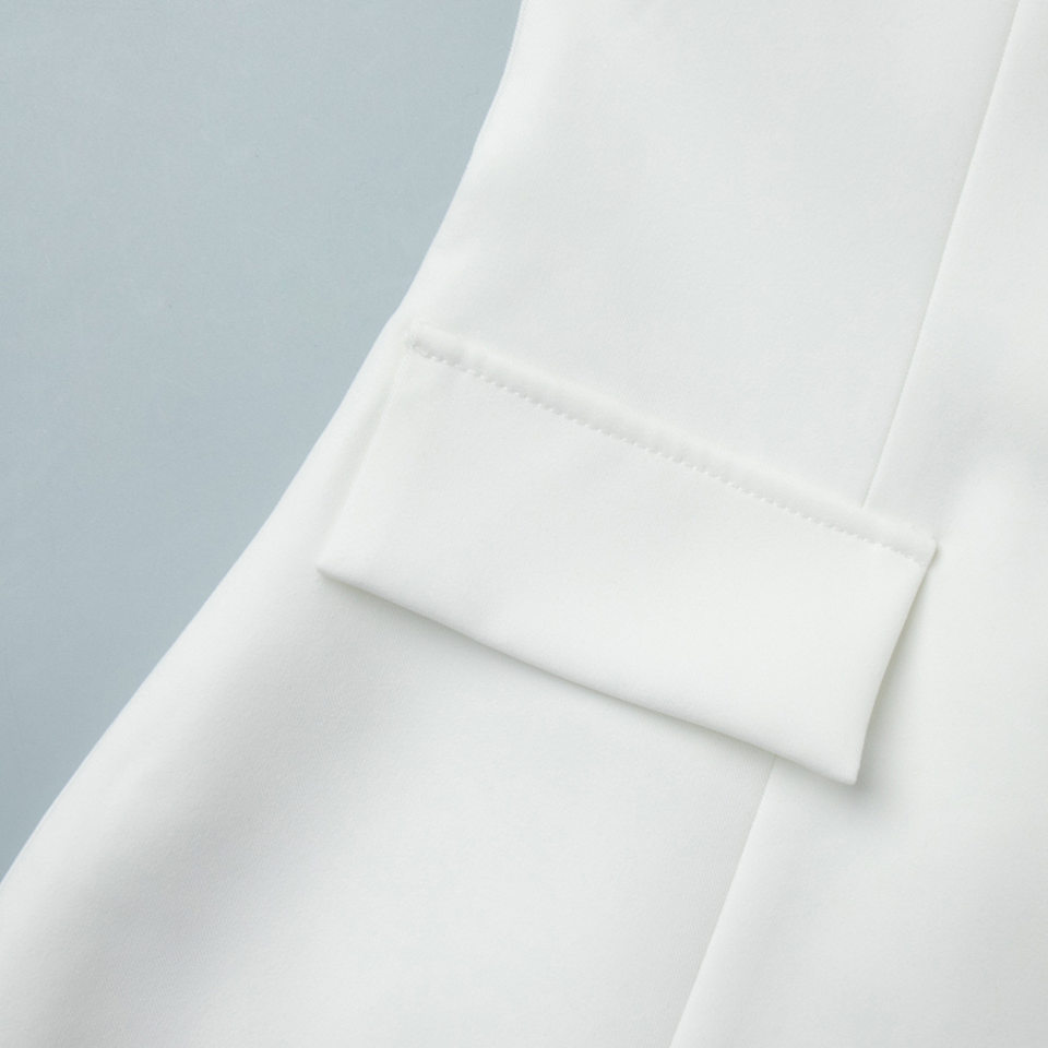 Áo blazer nữ phối ren chiết eo dáng trung bình tay dài cổ vest một hàng cúc — Màu trắng, màu đen chi tiết 12