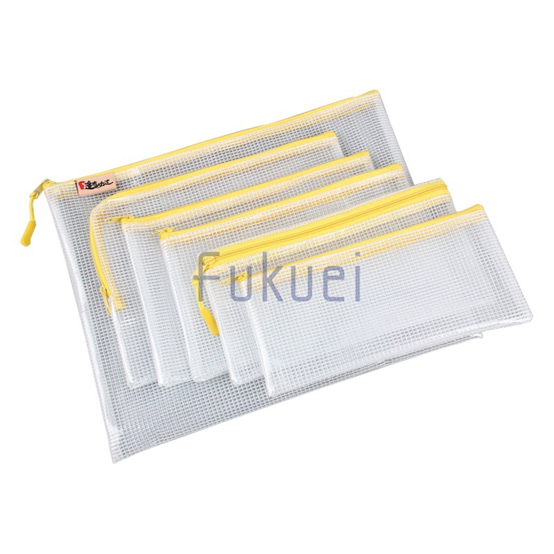 Bolsa de archivo de tela de malla de PVC japonés cremallera caja de lápiz transparente bolsa de almacenamiento bolsa personalizable LOGO