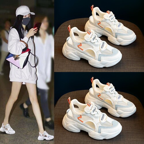 Sports dad sandals for women in summer breathable lightweight beach shoes for toe hollow mesh thick sole casual shoes