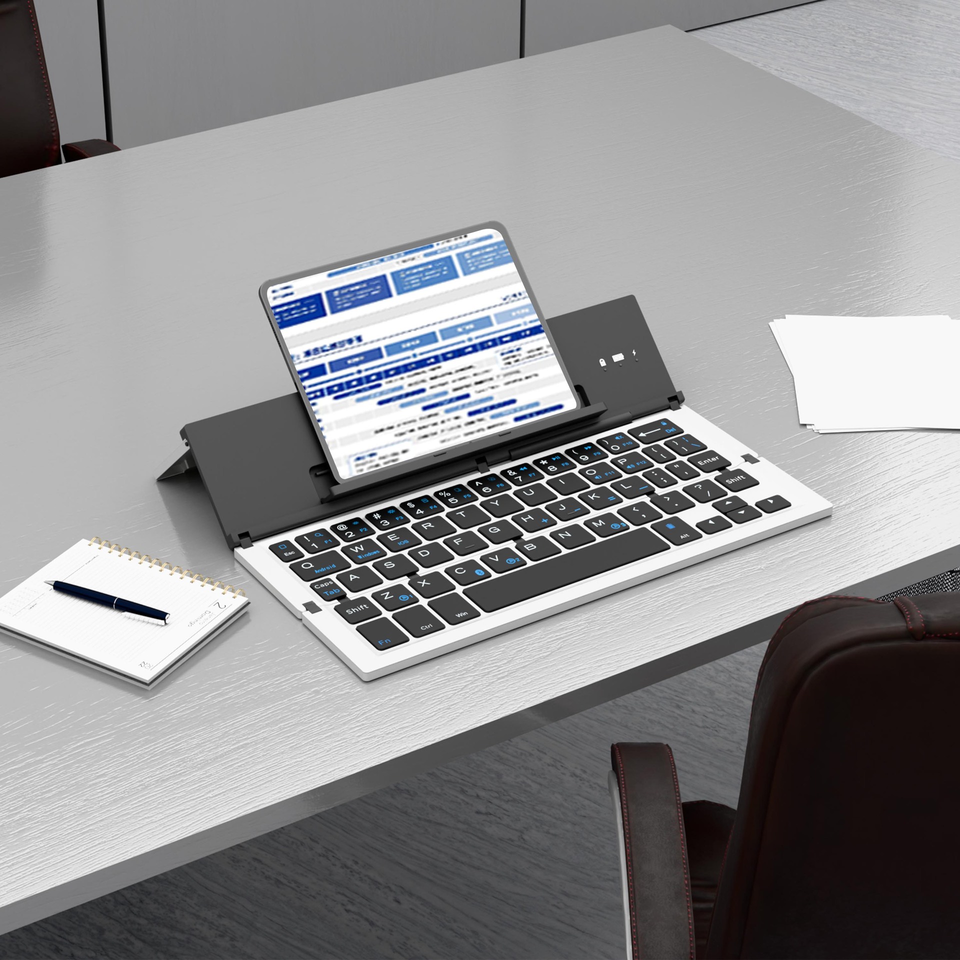 Geyes Bluetooth teclado plegable inalámbrico de tres sistemas de doble canal teléfono móvil tableta transfronteriza dedicada aleación de aluminio