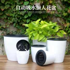 懒人花盆自动吸水绿萝花盆懒人盆水培盆栽免浇水塑料仿陶瓷自吸盆