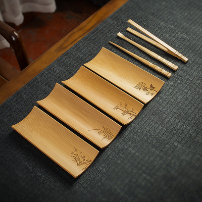 君子配件茶针赏茶茶拨茶则具六竹制三件套装茶夹盒茶荷茶道功夫|ru