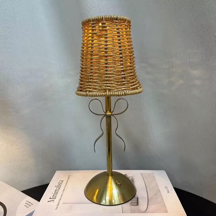 Retro vidina trenzada lámpara de escritorio de arco inalámbrico recargable dormitorio de cabecera de la cama luces de atmósfera para luces LED transfronterizas image 12