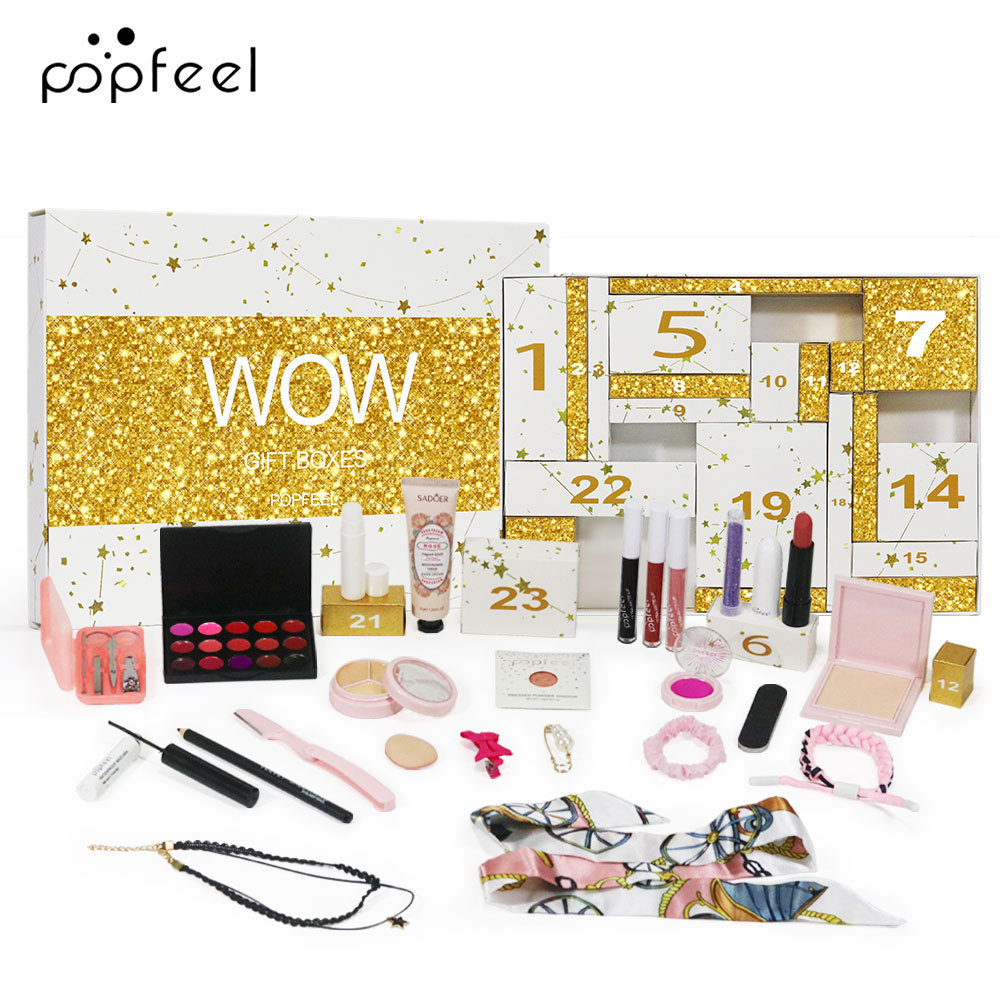 外贸popfeel彩妆套装假日礼盒眼影口红化妆品组合圣诞送礼24件套