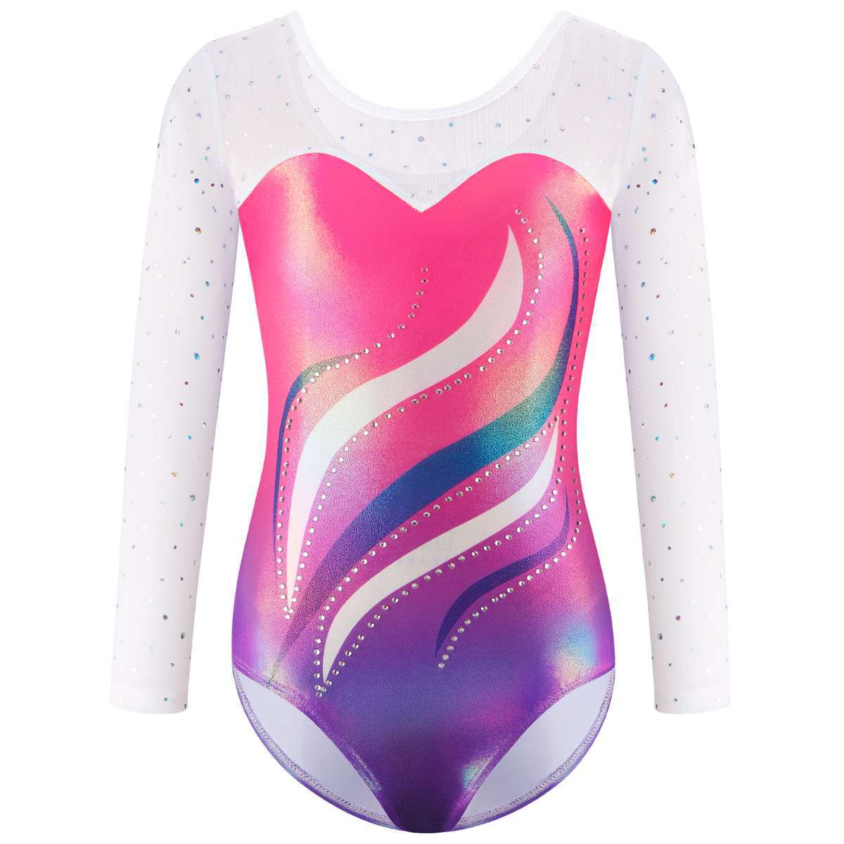 Cross-border Children's Gymnastics Clothes Mesh Long-sleeved Digital Printed All-in-one Suit Girls' Ballet Dance Clothes FZTC121