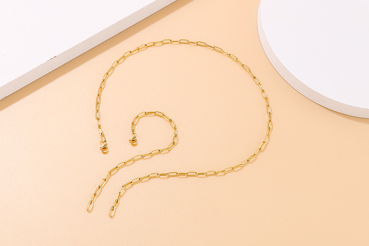 new fashion simple thick chain paper clip chain bracelet set wholesale nihaojewelry