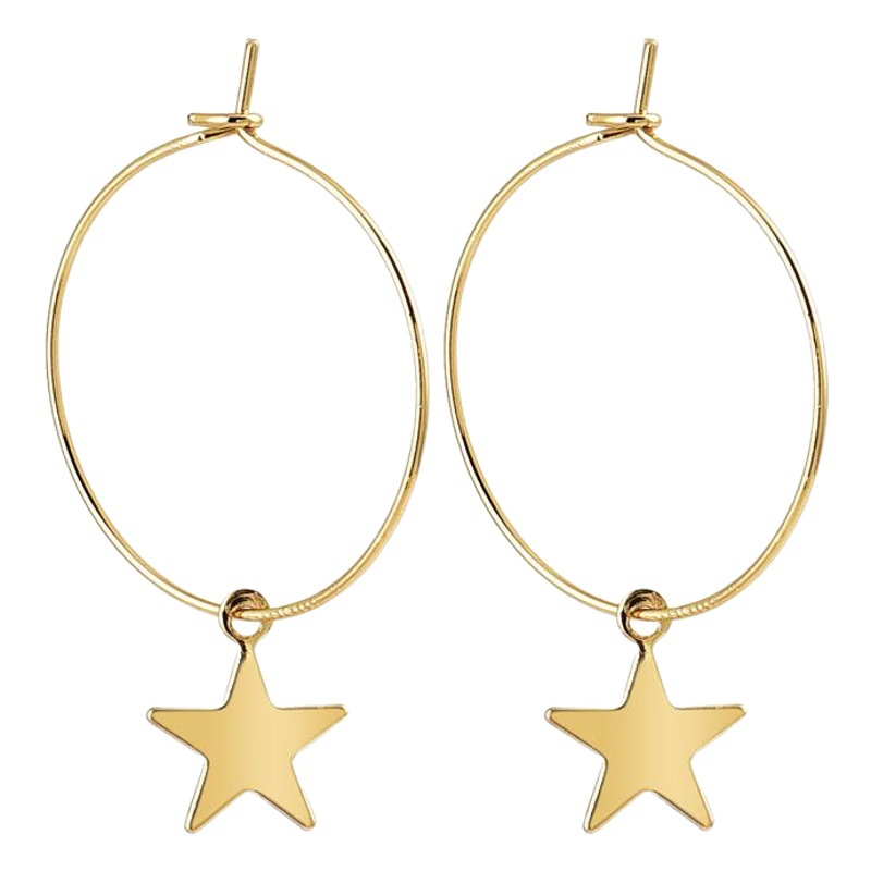 European and American Cross-Border Fashion Trendy Personality Simple Five-Pointed Star Hoop Earrings for Women European, American, Japanese, and Korean Accessories
