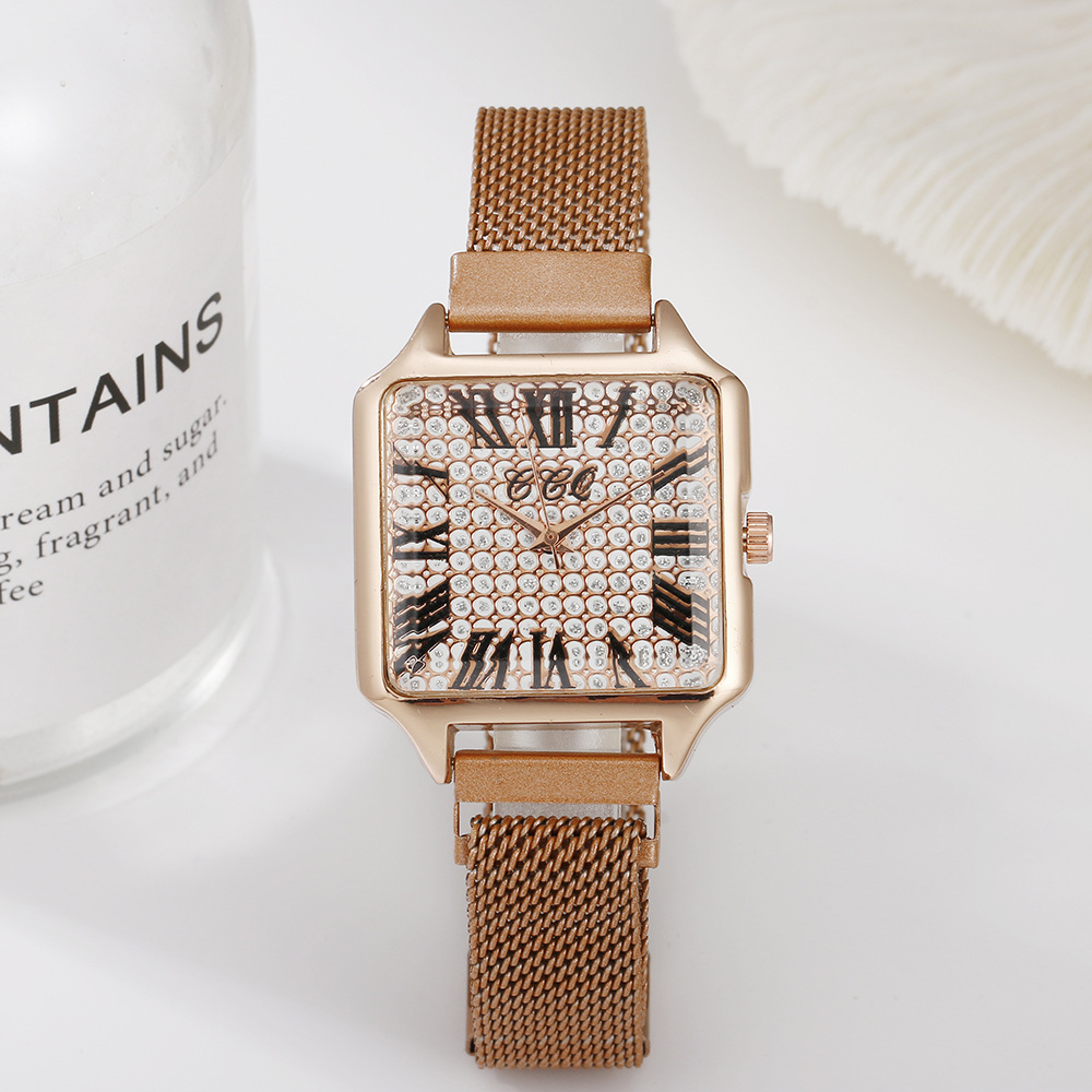 Orologio da donna con fibbia magnetica famoso su Internet al quarzo digitale romano alla moda con quadrante quadrato stellato_voghion.com
