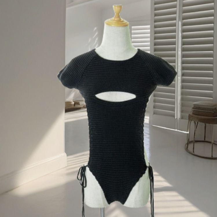 Amazon AliExpress Taobao Venta caliente sexy suéter con cordones camisa de fondo pecho abierto sin espalda discoteca suéter
