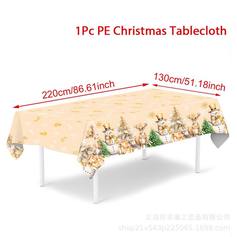 圣诞节主题派对聚会桌布圣诞老人一次性PE桌布派对场地布置装饰品|undefined