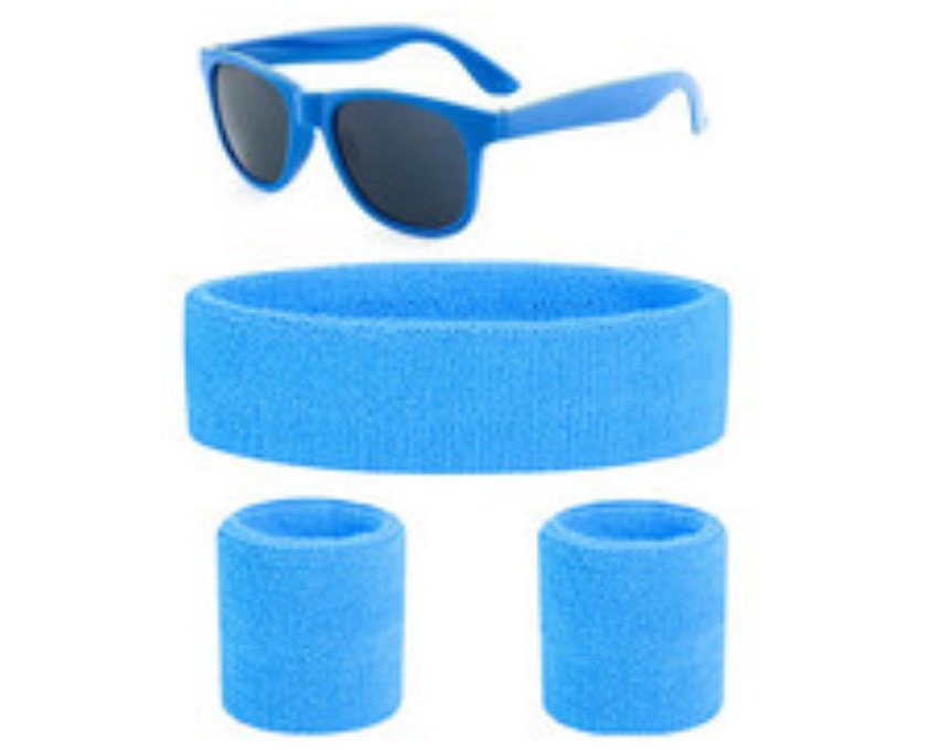 세트 1--하늘색 안경 + 스포츠 머리 스카프
